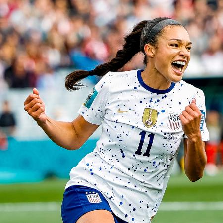 Sophia Smith, dos EUA, comemora gol contra o Vietnã pela Copa do Mundo feminina