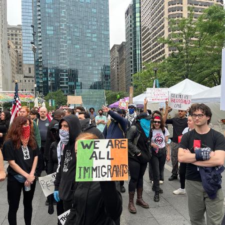 Protestos contra Donald Trump, presidente dos Estados Unidos, na Filadélfia Protestos contra Donald Trump, presidente dos Estados Unidos, na Filadélfia