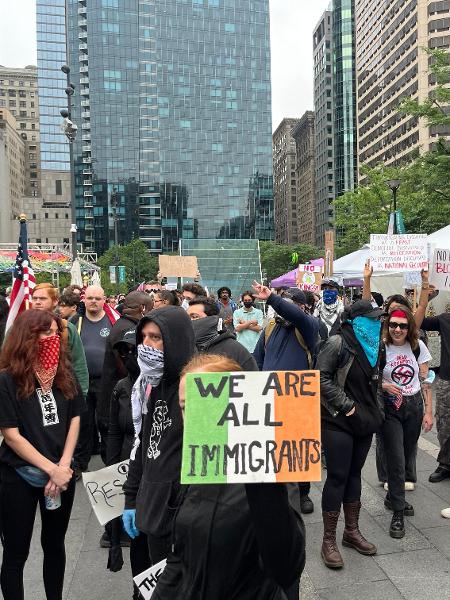 Protestos contra Donald Trump, presidente dos Estados Unidos, na Filadélfia