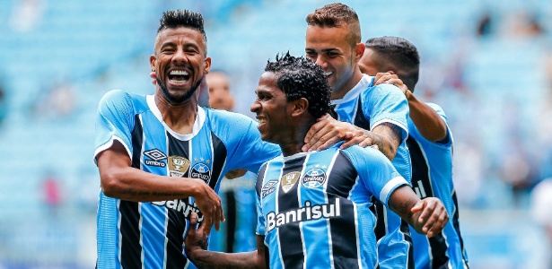 Miller Bolaños comemora gol do Grêmio contra o Veranópolis, na Arena - Lucas Uebel/Grêmio