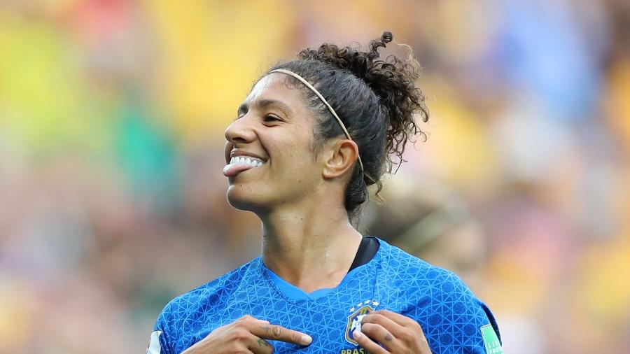 Cristiane comemora gol da seleção brasileira sobre a Austrália na Copa do Mundo de 2019 - Elsa/Getty Images