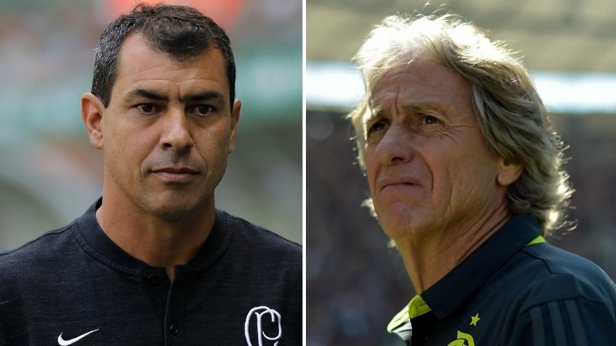 O Corinthians busca um novo técnico após demissão de António Oliveira - Montagem sobre fotos de Thiago Ribeiro e Daniel Vorley/AGIF