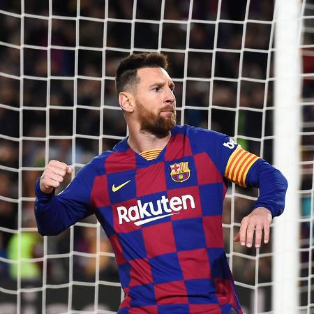 Lionel Messi comemora gol sobre o Celta pelo Espanhol - Josep LAGO / AFP