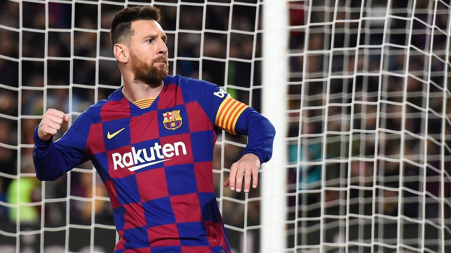 Lionel Messi comemora gol sobre o Celta pelo Espanhol - Josep LAGO / AFP