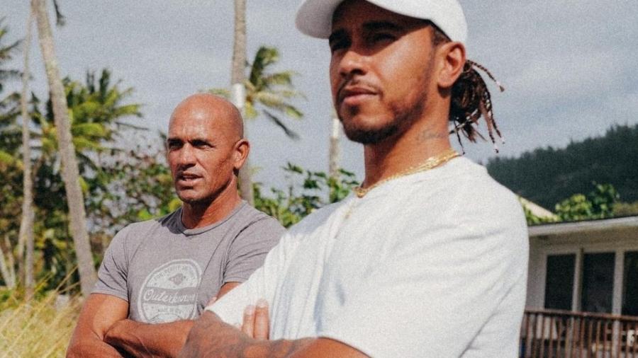 Kelly Slater e Lewis Hamilton - reprodução/Instagram