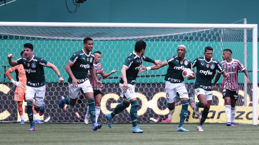 Palmeiras x São Paulo: Danilo comemora primeiro gol do Palmeiras - Ettore Chiereguini/AGIF