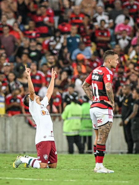 Gabriel Pirani, do  Fluminense, comemora seu gol na partida contra o Flamengo - ALEXANDRE NETO/ESTADÃO CONTEÚDO