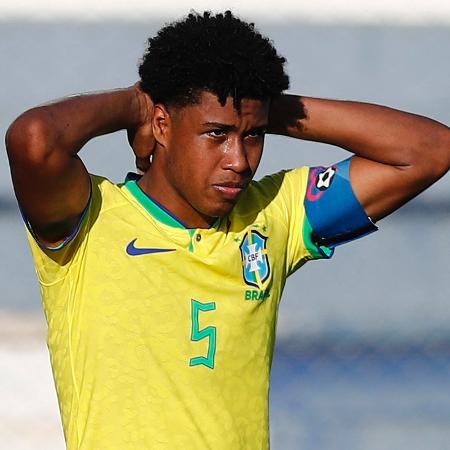 Andrey Santos se lamenta em Israel x Brasil, jogo das quartas do Mundial sub-20 - Agustin Marcarian/Reuters