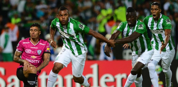 Borja comemora primeiro gol do Atlético Nacional contra o Independiente Del Valle - AFP PHOTO / RAUL ARBOLEDA - AFP PHOTO / RAUL ARBOLEDA