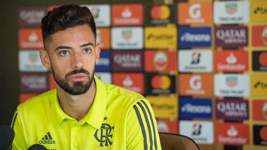 Pablo Marí, zagueiro do Flamengo, concede entrevista coletiva - Alexandre Vidal/Flamengo
