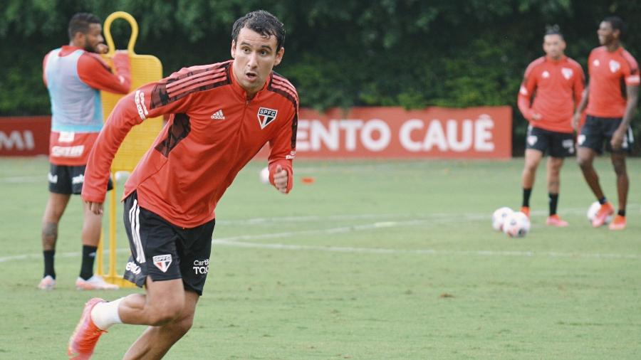 Atacante Pablo em treino do São Paulo no CT da Barra Funda - Erico Leonan/São Paulo FC