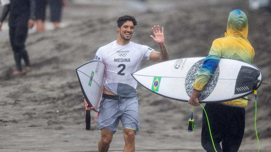27.07.2021 - Jogos Olímpicos Tóquio 2020 - Quartas de finais do surfe masculino na praia de Tsurigasaki. Na foto Gabriel Medina. Foto: Jonne Roriz/COB - Jonne Roriz/Jonne Roriz/COB