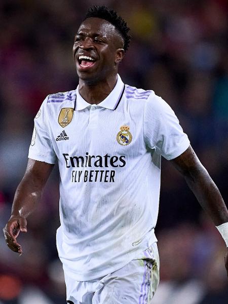 Vinícius Jr, atacante do Real Madrid, em partida contra o Barcelona - Alex Caparros/Getty Images