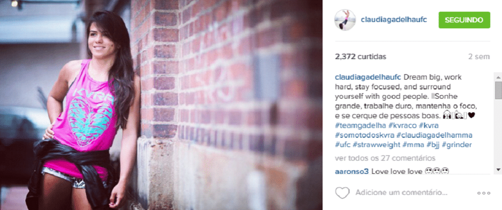 Gadelha tem 13 vitórias e uma derrota e deve disputar o cinturão peso palha em 2016 - Reprodução/Instagram