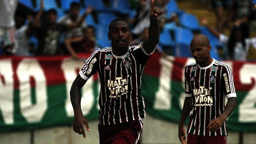 Gerson comemora o gol com a camisa do Fluminense - Nelson Perez/Fluminense FC