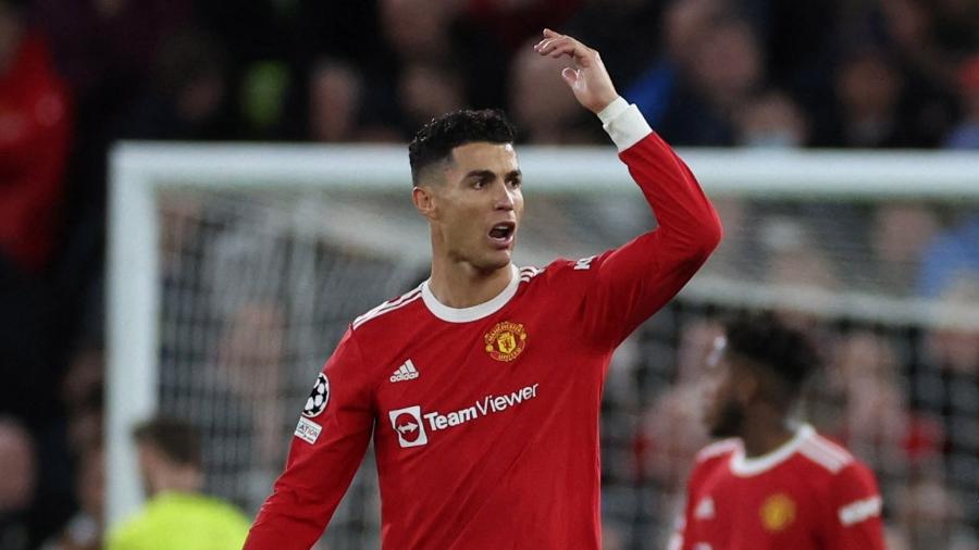 Cristiano Ronaldo reclama durante partida entre Manchester United e Atlético de Madri - REUTERS/Phil Noble