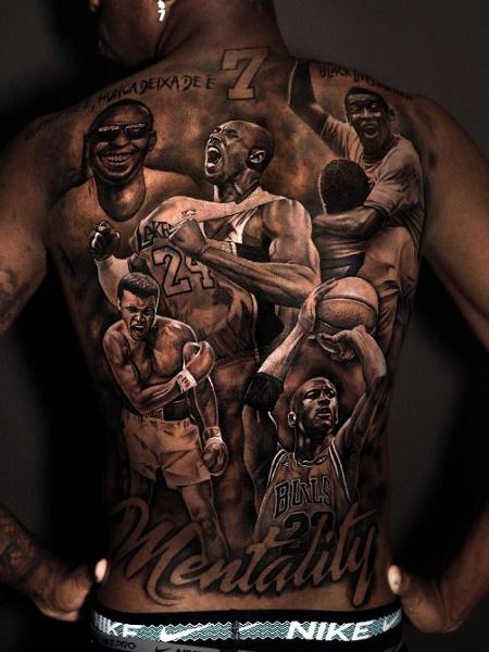 Tatuagem de Vinícius Jr em homenagem a ídolos do esporte