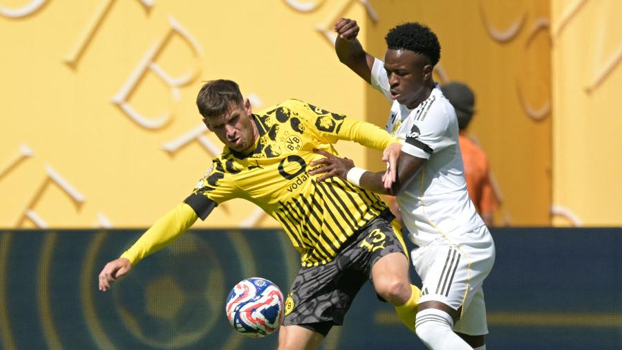 Vini Jr em ação durante Real Madrid x Borussia Dortmund no Mundial Vini Jr em ação durante Real Madrid x Borussia Dortmund no Mundial