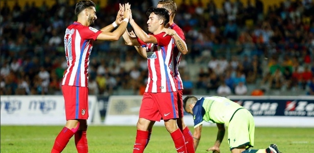 Gaitán, à direita, comemora gol feito pelo Atlético de Madri - Reprodução/Facebook