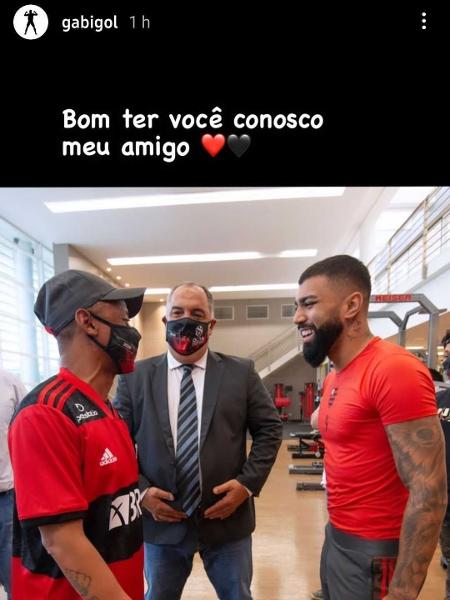 Gabigol celebra encontro com Robson no CT do Flamengo - Reprodução/Instagram