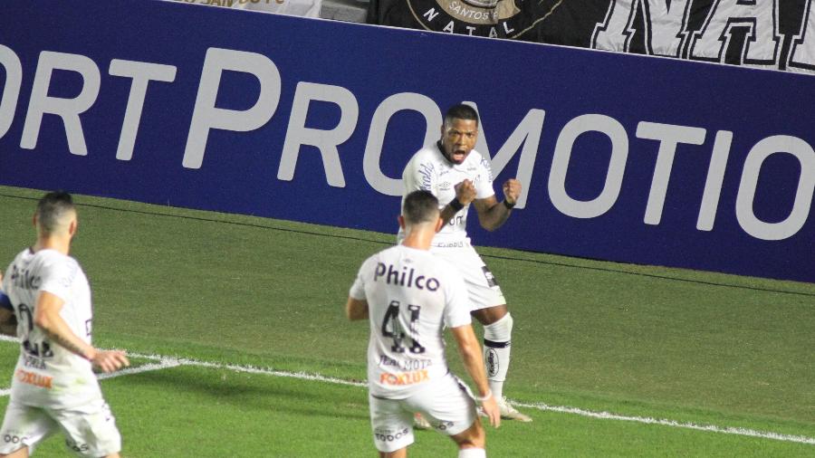 Marinho comemora gol do Santos contra o São Paulo pelo Brasileiro - Fernanda Luz/AGIF
