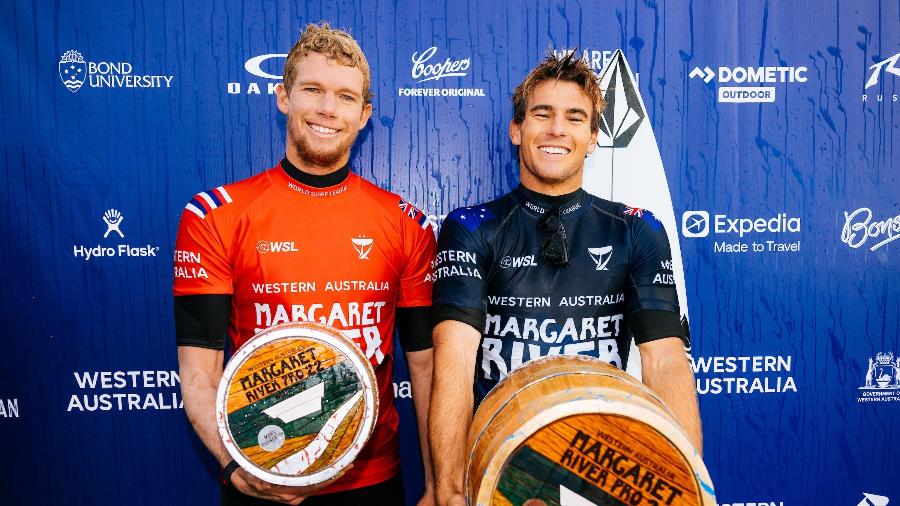 John John Florence (esquerda), vice-campeão, e Jack Robinson, campeão da etapa de Margaret River - Matt Dunbar/World Surf League