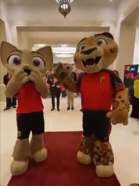 Mascotes da Bélgica recepcionam jogadores e comissão técnica no Qatar - Reprodução