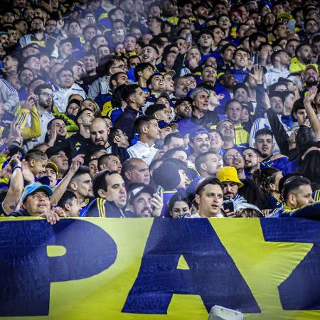 Torcedores do Boca Juniors durante jogo contra o Palmeiras pela Libertadores