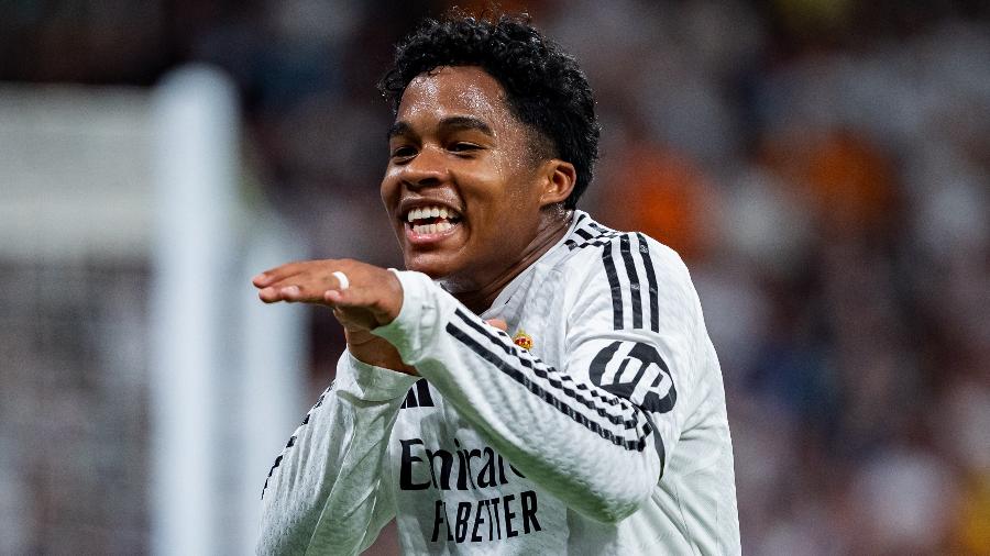 Endrick comemora gol marcado pelo Real Madrid contra a Real Sociedad na Copa do Rei Endrick comemora gol marcado pelo Real Madrid contra a Real Sociedad na Copa do Rei