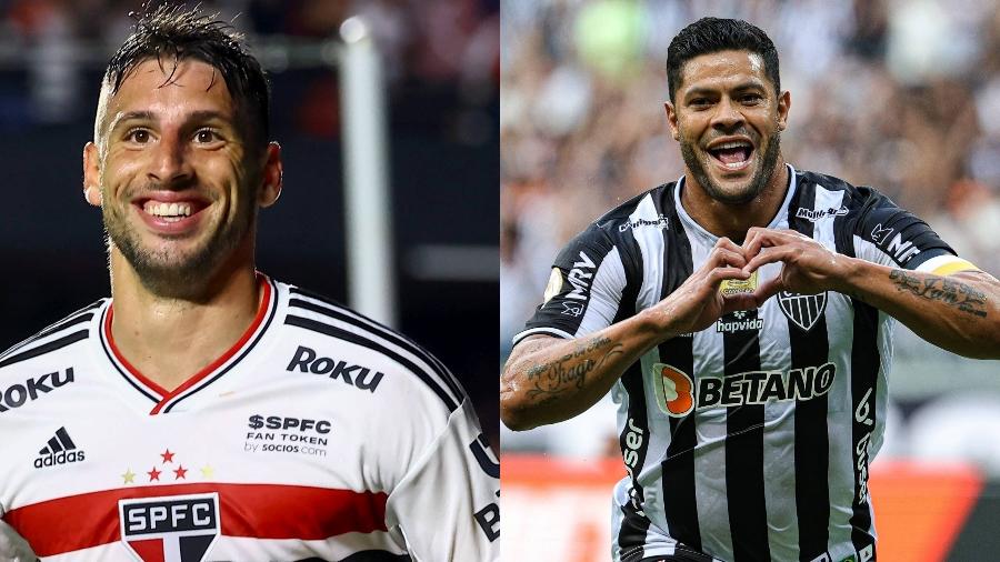 Hulk, do Atlético-MG, e Calleri, São Paulo marcaram golaços na primeira rodada do Brasileirão - Montagem/ Estação Conteúdo e AGIF