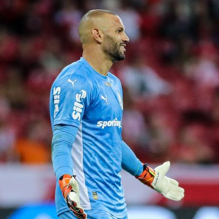 Weverton em ação durante Inter x Palmeiras, jogo do Brasileirão Weverton em ação durante Inter x Palmeiras, jogo do Brasileirão