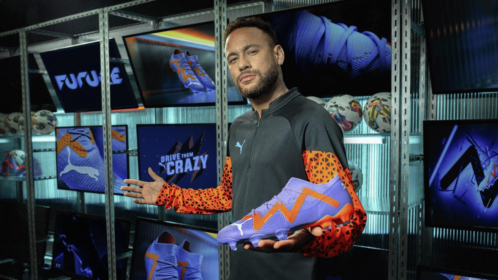 Chuteira Future Ultimate 'Supercharge' FG - Azul e laranja | Tevo Sports
