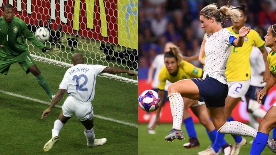 Gols de Thierry, em 2006, e Amandine Henry, em 2019  - AFP/AP 