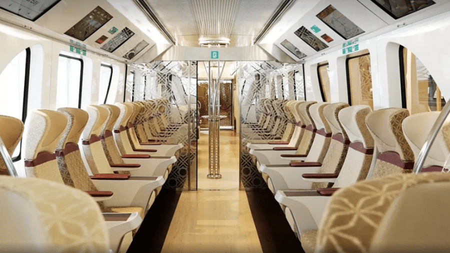 Vagão do metrô "GoldClub" do Qatar - Divulgação