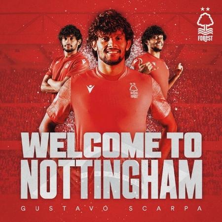 Gustavo Scarpa, meia do Nottingham Forest - Divulgação/Twitter oficial do Nottingham Forest