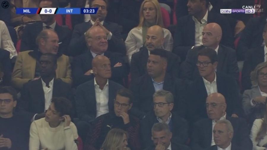 Ronaldo assiste ao jogo Internazionale e Milan, pelo Campeonato Italiano, em Milão - Reprodução