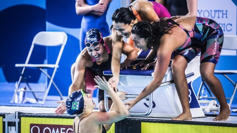  Ana Carolina Vieira, Fernanda Goeij, Maria Luíza Pessanha e Rafaela Raurich são prata nos Jogos Olímpicos da Juventude - Pedro Ramos/Rede do Esporte