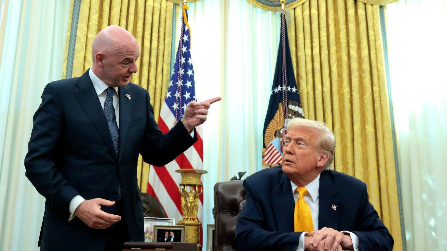 Gianni Infantino, presidente de Fifa, e Donald Trump, presidente dos EUA Gianni Infantino, presidente de Fifa, e Donald Trump, presidente dos EUA