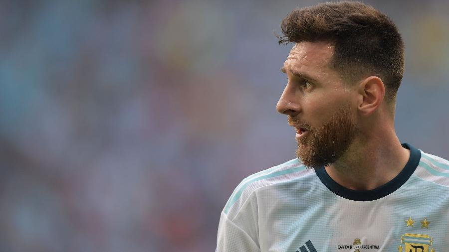 Messi durante o jogo entre Argentina x Qatar pela Copa América. Seleção se classificou - Carl de Souza/AFP