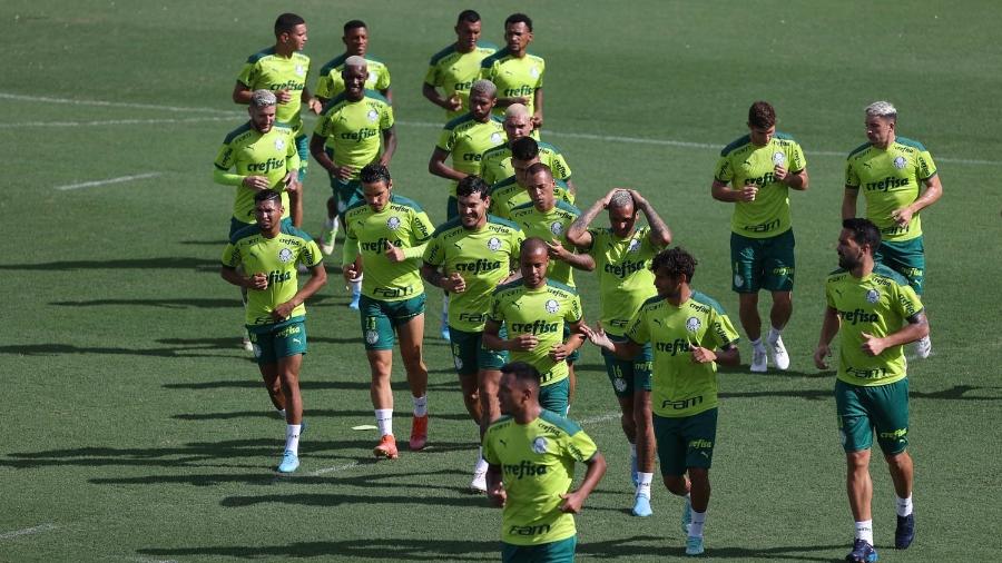 Elenco do Palmeiras em treino na Academia de Futebol  - Cesar Greco/Palmeiras