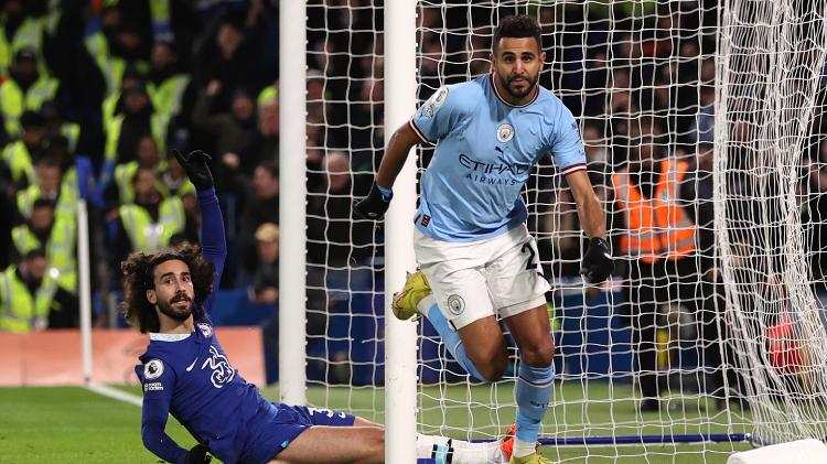 Mahrez comemora gol pelo Manchester City Mahrez comemora gol pelo Manchester City
