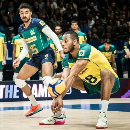 Seleção brasileira masculina de vôlei em jogo contra Cuba pela Liga das Nações - Reprodução/Twitter