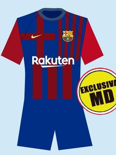 Suposta camisa titular do Barcelona para a temporada 2021-22 - Reprodução/Mundo Deportivo