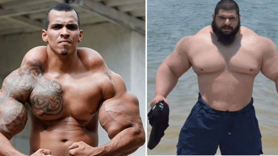 Romário dos Santos e Sajad Gharibi, os Hulks brasileiro e iraniano - Montagem sobre Reprodução/Instagram