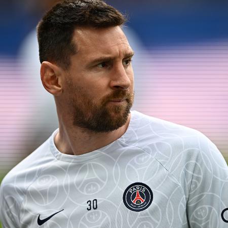 Lionel Messi, do PSG, em jogo contra o Lorient pelo Campeonato Francês -  Sebastian Frej/MB Media/Getty Images