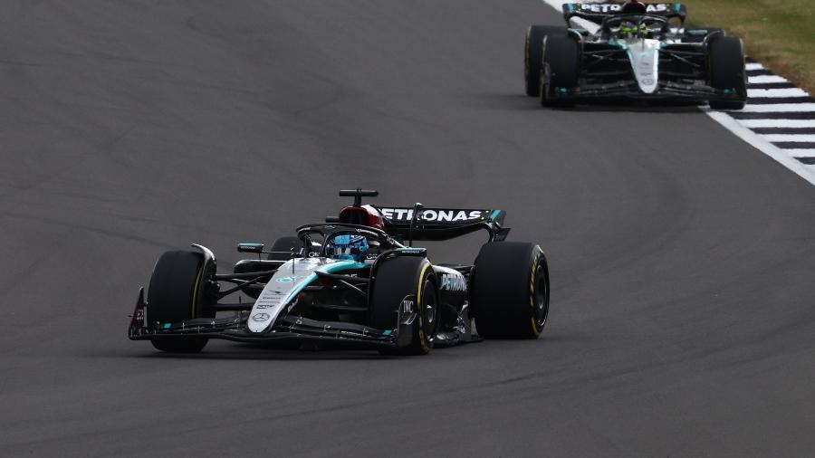 Lewis Hamilton, da Mercedes, durante o GP de Silverstone