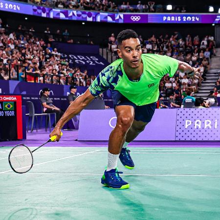 Ygor Coelho, durante jogo de badminton nas Olimpíadas de Paris 2024