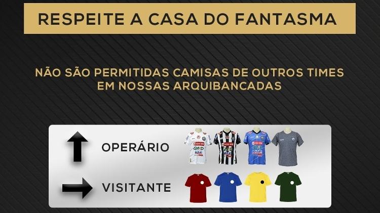 Aviso so Operário-PR sobre camisas de rivais em torcida - Reprodução/Twitter - Reprodução/Twitter