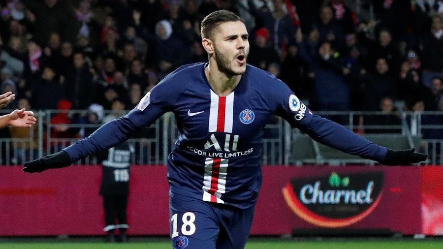 9.nov.2019 - Mauro Icardi comemora gol pelo Paris Saint-Germain - Stephane Mahe/Reuters