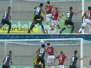 Vinícius Leandro puxa a camisa de Léo Pereira - Reprodução TV - Reprodução TV
